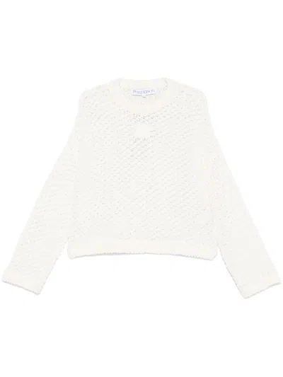 Jw Anderson Open-stitch Cropped Sweater In White