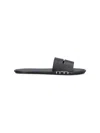 Jw Anderson Open-toe Calf Leather Slides With Contrast Stitching In Black