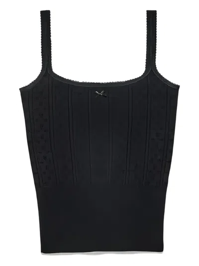 Jw Anderson Knitted Pointelle Cami Top In Black
