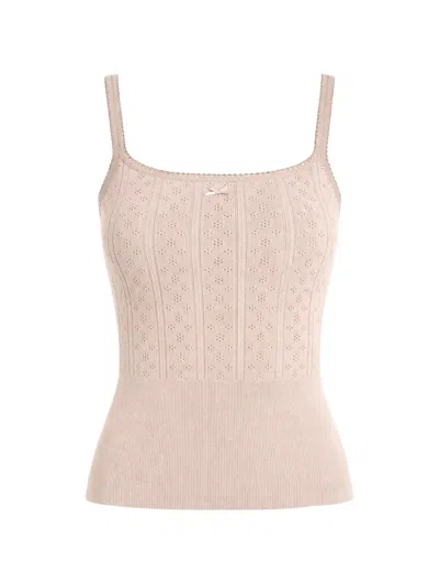 Jw Anderson Openwork Bow-detail Top In Neutral