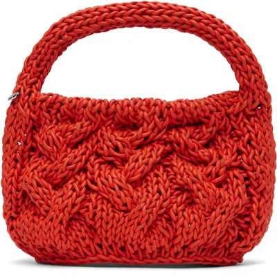 JW ANDERSON ORANGE SMALL CABLE KNIT BAG