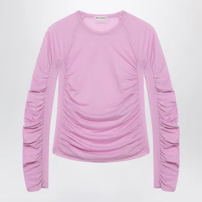 Jw Anderson W Anderson Womens Ruched Long-sleeve Jersey Top Orchid In Pink