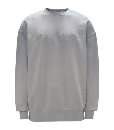 Jw Anderson Logo-embroidered Gradient-effect Sweatshirt In Grey