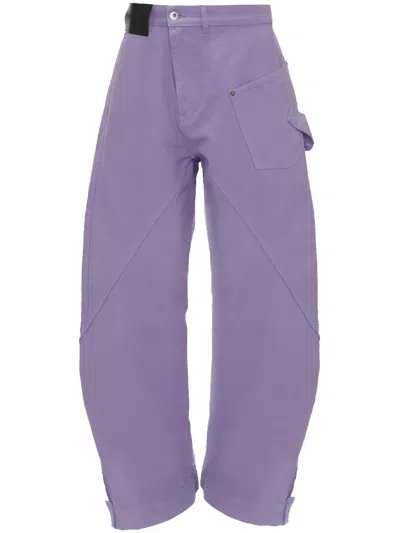 Jw Anderson Organic Cotton Loose Fit Trousers In Purple