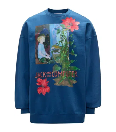 Jw Anderson Organic Cotton Printed Sweatshirt In Blue