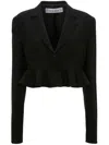 Jw Anderson Ruffled-trim Cropped Blazer In Black