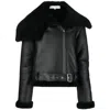 Jw Anderson Shearling-trim Leather Biker Jacket In Black
