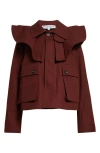 Jw Anderson High Collar Long Sleeve Casual Jacket In Rust