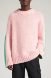Jw Anderson Colour Block Crewneck Jumper In Pink/ Mint