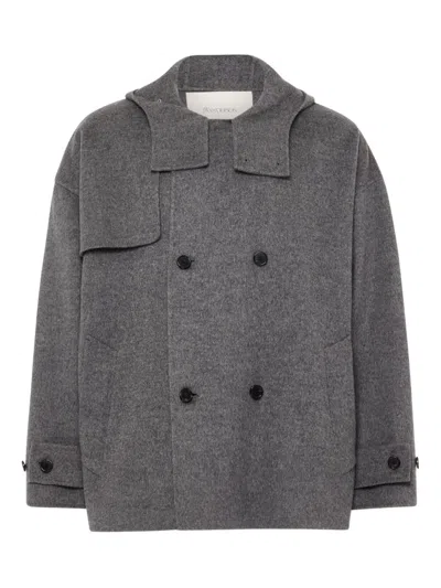 Jw Anderson Oversize Peacoat In Gray
