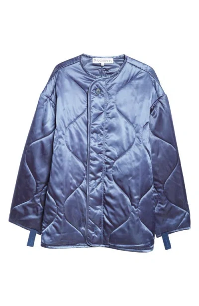 Jw Anderson Oversize Quilted Duchesse Satin Jacket In Light Indigo