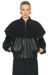 Jw Anderson Oversized-collar Leather Bomber Jacket In Black