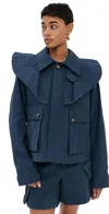 Jw Anderson Oversized Collar Cropped Trench Jacket Light Indigo In Light Indigo