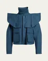 Jw Anderson Oversized Collar Cropped Trench Jacket In Light Indigo