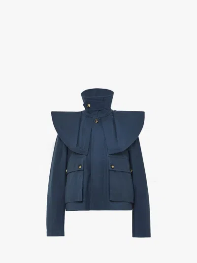 Jw Anderson Oversized Collar Trench Jacket In Blue