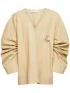 Jw Anderson Oversized Cotton Shirt In Neutrals