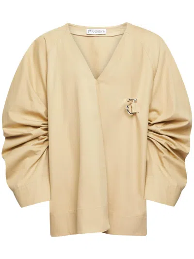 Jw Anderson Oversized Cotton Shirt In Beige