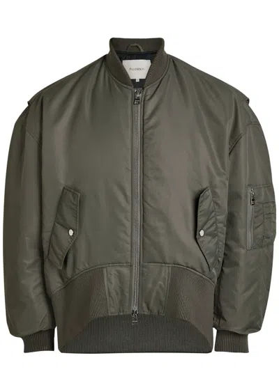 Jw Anderson Oversized Curved Hem Bomber Jacket In Brown