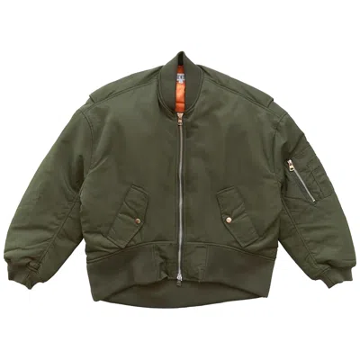 Pre-owned Jw Anderson Oversized Curved Hem Bomber Jacket 'green' | Men's Size 44