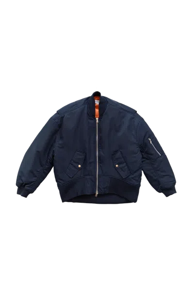 JW ANDERSON JW ANDERSON OVERSIZED CURVED HEM BOMBER JACKET NAVY