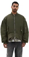 Jw Anderson Oversized Curved Hem Bomber Jacket Olive In Olive