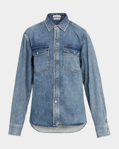 Jw Anderson Oversized Denim Shirt In Blue