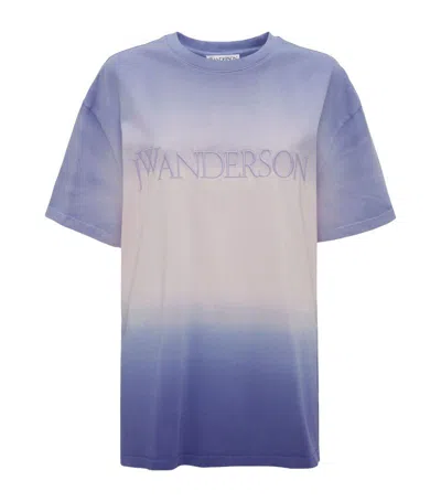 Jw Anderson Gradient-effect Organic Cotton T-shirt In Multi