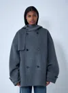 Jw Anderson Women Oversized Pea Coat In Gray
