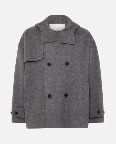Jw Anderson Oversized Peacoat In Gray