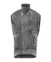 Jw Anderson Oversized Sleeveless High Neck Denim Vest In Grey