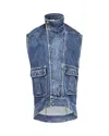 Jw Anderson High-neck Denim Gilet In Medium Wash Denim