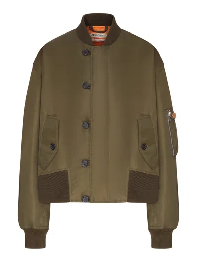 Jw Anderson Oversized Technical Fabric Bomber Jacket In Green