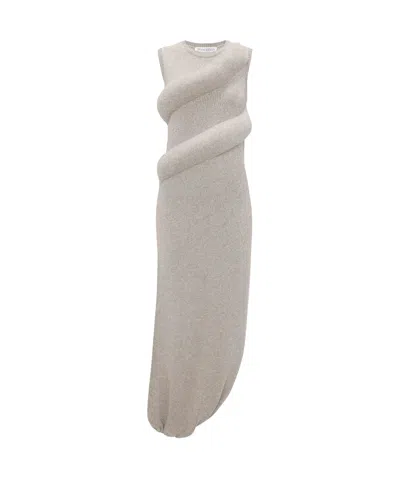 Jw Anderson Padded Knitted Maxi Dress In Gray