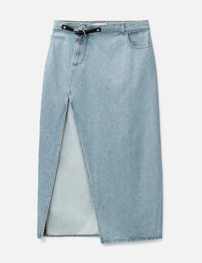 Jw Anderson Padlock Strap Long Slit Skirt In Blue