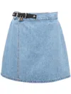 Jw Anderson Cotton Denim Padlock Strap Mini Skirt In Blue