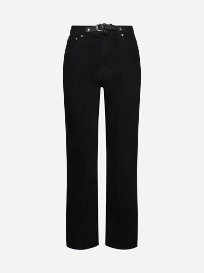 Jw Anderson W Anderson Womens Black Brand-embroidery Straight-leg Mid-rise Satin Trousers