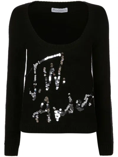 Jw Anderson Pailette-embellished Detail Jumper In Black