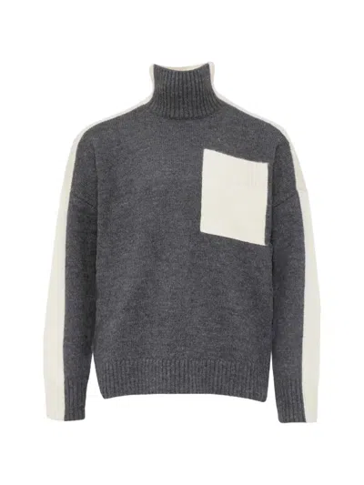 Jw Anderson Panel Pocket Roll-neck Sweater In Gray