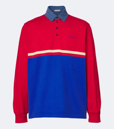 Jw Anderson Contrast Collar Colour-block Cotton-jersey Polo Shirt In Red