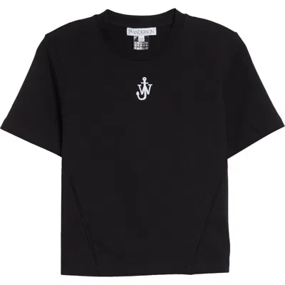 JW ANDERSON JW ANDERSON PANELLED ANCHOR EMBROIDERED CROP T-SHIRT
