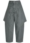 Jw Anderson Mens Light Grey Cropped Sculptural Denim Jeans In Gray