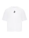 Jw Anderson Mens White Anchor-embroidery Crop Cotton-jersey T-shirt In White