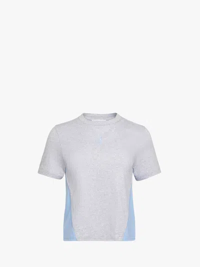Jw Anderson Panelled Cropped T-shirt With Anchor Embroidery In Multi