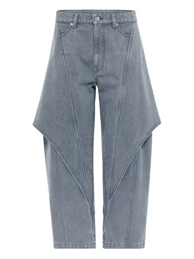 Jw Anderson Panelled Denim Trousers In Gray