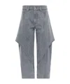 Jw Anderson Mens Light Grey Cropped Sculptural Denim Jeans In Gray