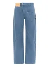 Jw Anderson Twisted Cotton Canvas Wide-leg Pants In Blue