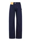 Jw Anderson Workwear Cotton Pants With Blue Twisted Leg In Blue