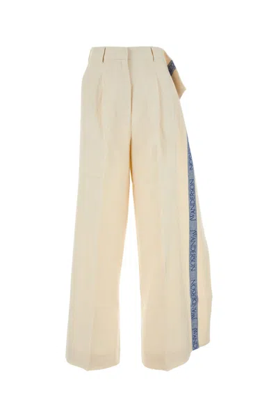 JW ANDERSON JW ANDERSON IVORY COTTON BLEND WIDE-LEG PANT