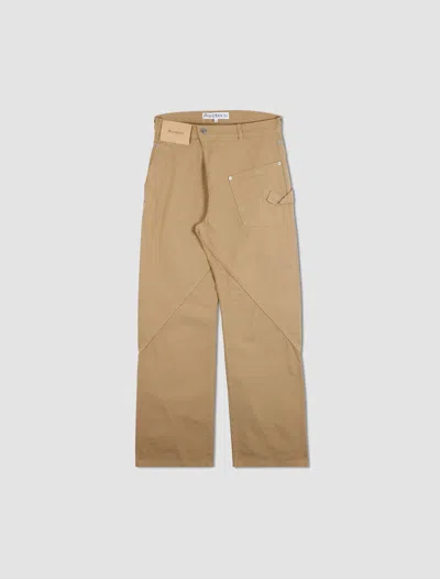 Jw Anderson Pantaloni Twisted Workwear In Flax