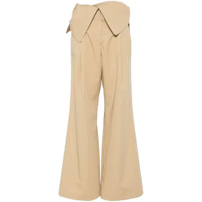 Jw Anderson Foldover Trench Trousers In Beige